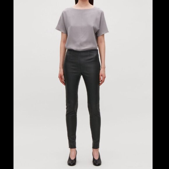 COS NWT Leather Slim Pull-On Trousers Size 4 - Picture 1 of 6